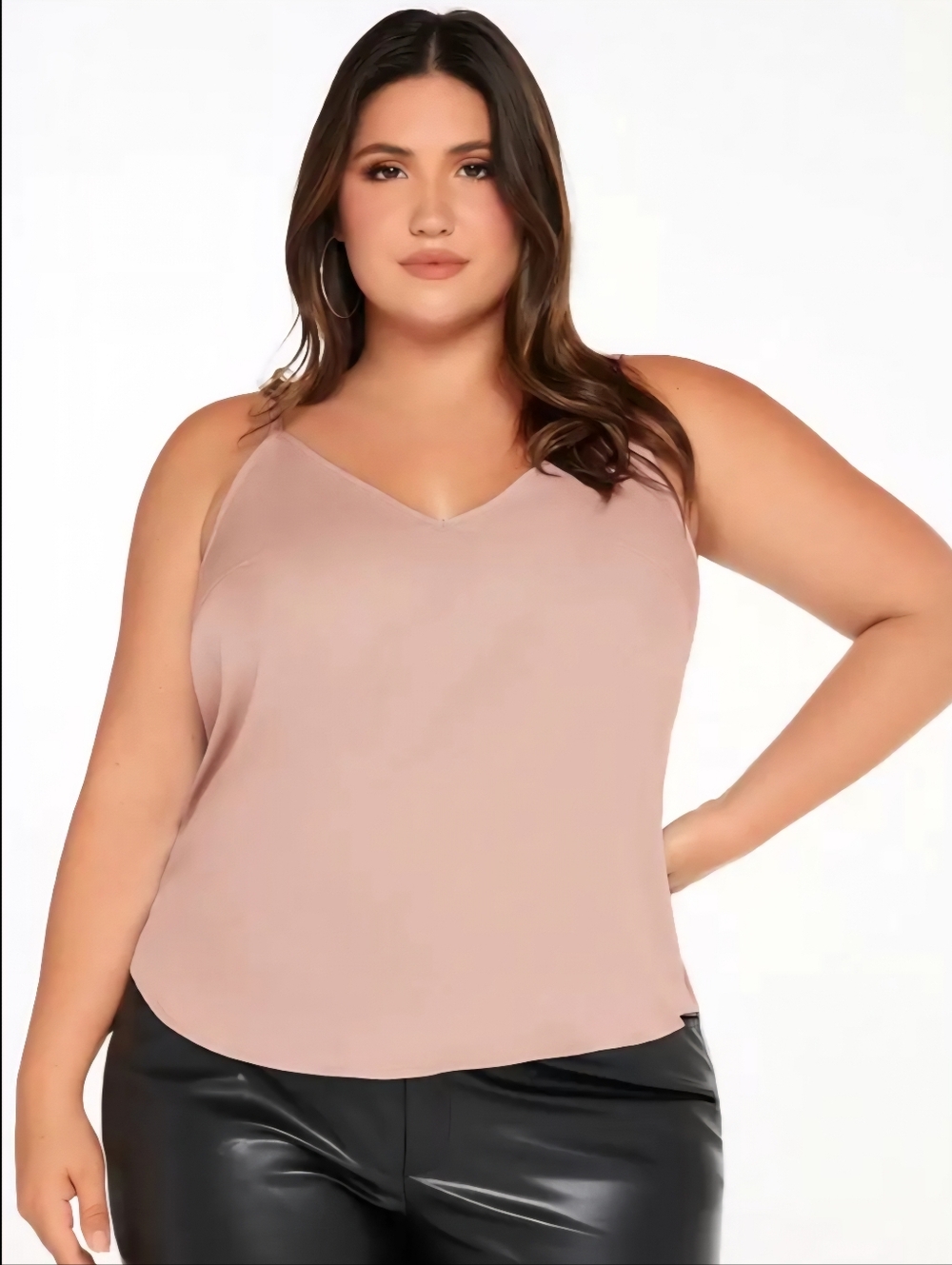 Ekouaer Blush Satin V-Neck Camisole